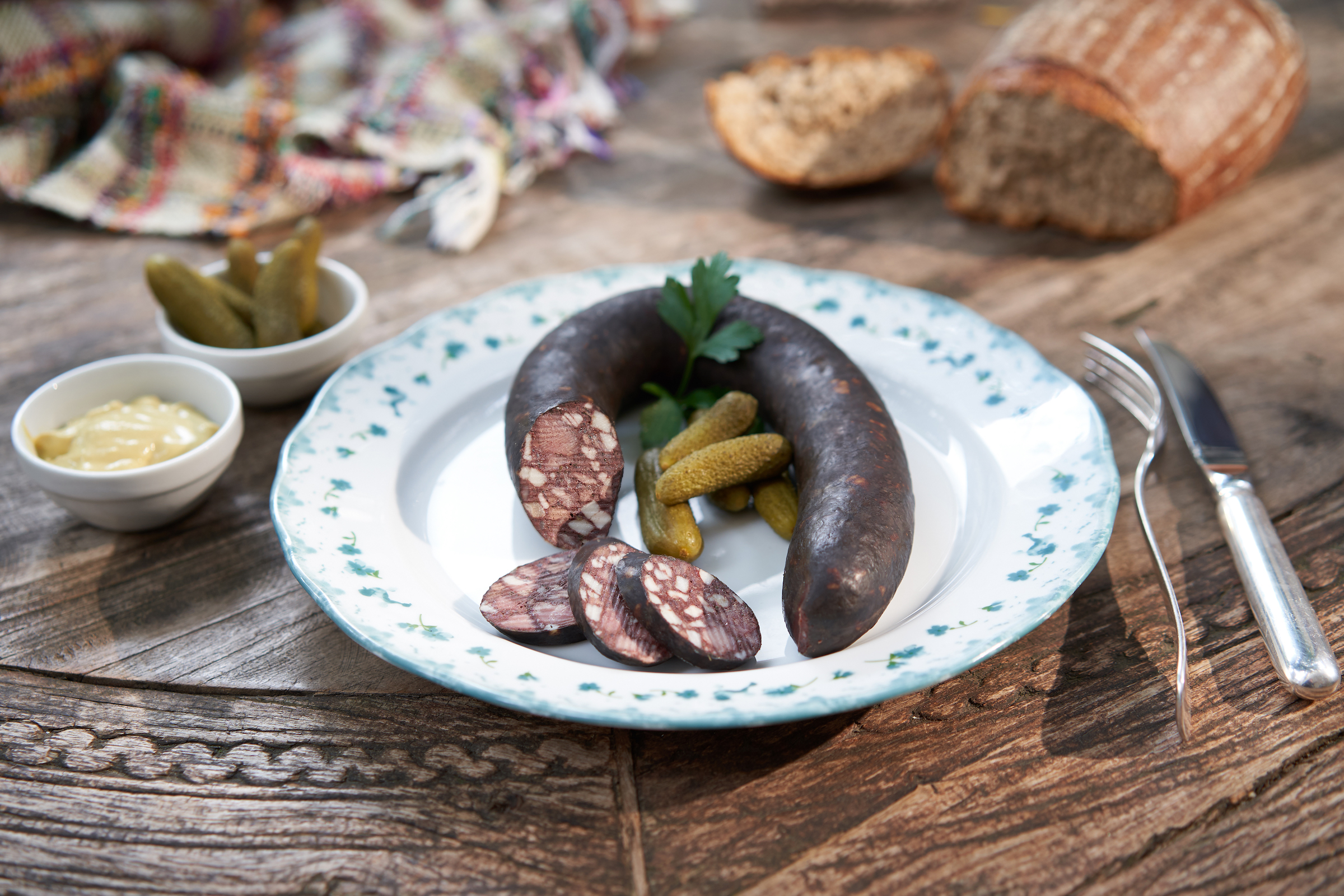 Frische Blutwurst mit Bärlauch & Majoran